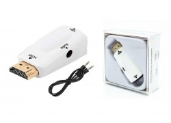 Конвертер переходник HDMI - VGA (папа - мама) белый