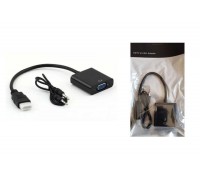 Конвертер переходник HDMI - VGA (папа - мама) кабель 15 см (черный)