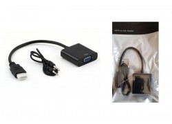 Конвертер переходник HDMI - VGA (папа - мама) кабель 15 см (черный)