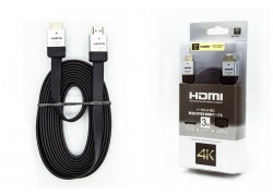 Кабель HDMI (папа - папа) 3 м (V2.0) 4K плоский черный