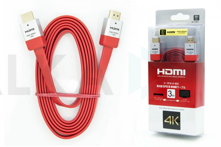 Кабель HDMI-HDMI (папа - папа) 3 м (V2.0) 4K красный