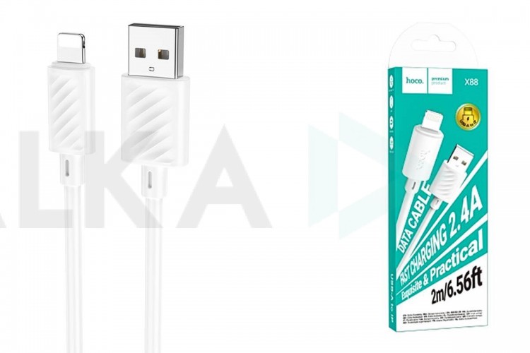 Кабель USB - Lightning HOCO X88 2,4A (белый) 2м