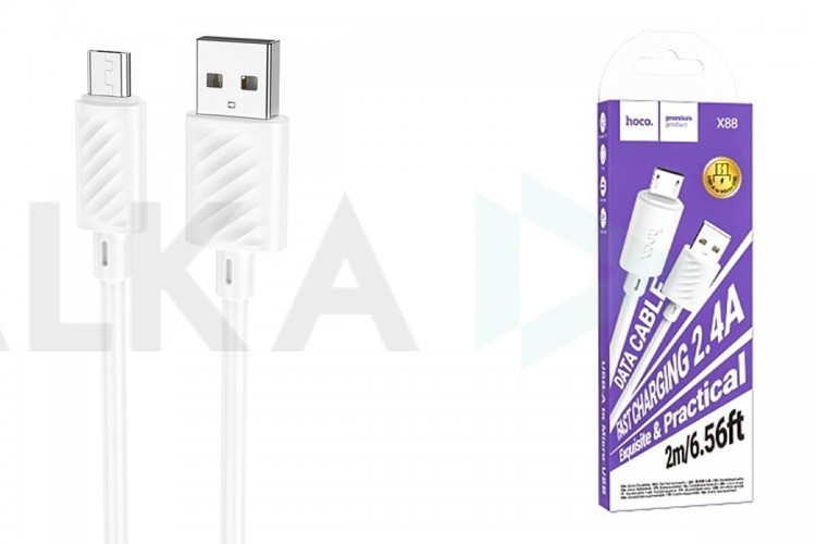 Кабель USB - MicroUSB HOCO X88 (белый) 2м