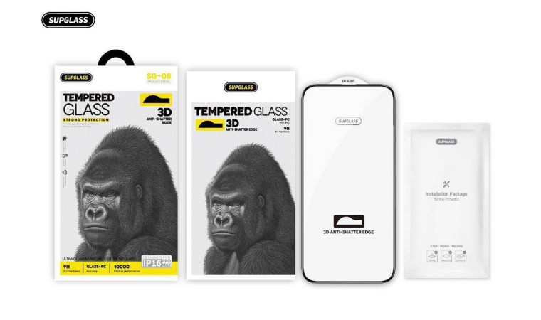 Защитное стекло SUPGLASS Nano Edge Glass SG-08 iPhone 15 (6.1) (силиконовый борт)