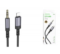 Кабель аудио HOCO BL24 Graceful (штекер Lightning - вход AUX 3.5 mm) 1 метр металлический серый