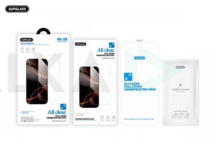 Защитное стекло Supglass SG-02 без черных рамок Transparent Glass All Clear For IPhone 13 Pro Max / 14 Plus (6.7)