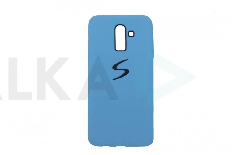 Чехол для Samsung J8 (2018) (голубой) с логотипом