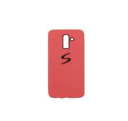Чехол для Samsung J8 (2018) с логотипом (коралловый)