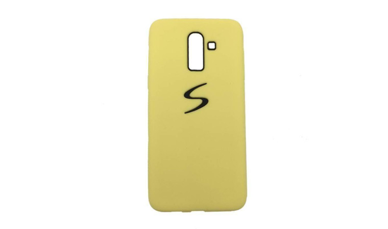 Чехол для Samsung J8 (2018) с логотипом (желтый)