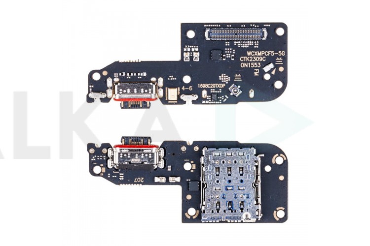 Шлейф для Xiaomi Poco F5 (23049PCD8G) с разъемом зарядки + SIM (плата)