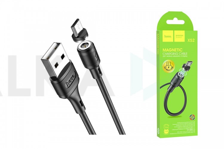 Кабель USB - MicroUSB HOCO X52 2,4A (черный) 1м (магнитный)