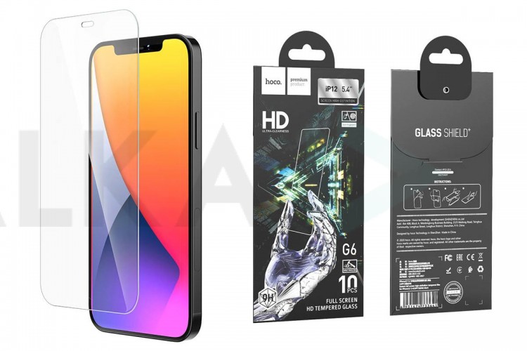 Защитное стекло дисплея iPhone 12 Mini (5.4)  HOCO G6 Full screen HD tempered glass прозрачное