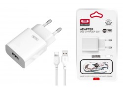 Сетевое зарядное устройство USB + кабель Lightning XO L99(EU) 2.4A Home (NB103) (Белый)