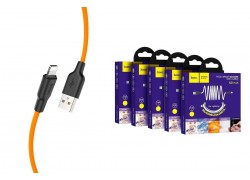 Кабель USB - Lightning HOCO X21 PLUS, 2,4A (черно-оранжевый) 1м (силиконовый)