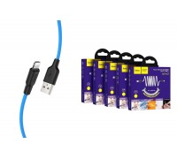 Кабель USB - Lightning HOCO X21 PLUS, 2,4A (черно-синий) 1м (силиконовый)