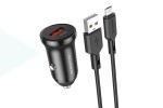 Автомобильное зарядное устройство АЗУ USB + кабель MicroUSB BOROFONE BZ18  QC3.0 (черный)