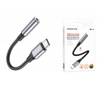Адаптер для проводной гарнитуры c 3.5 мм на Type-C BOROFONE BV16 Type-C Digital 3.5 Audio converter (серый металл)