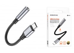 Адаптер для проводной гарнитуры c 3.5 мм на Type-C BOROFONE BV16 Type-C Digital 3.5 Audio converter (серый металл)