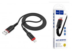 Кабель USB - Lightning HOCO X59, 2,4A (черный) 1м (в оплетке, с усиление сгиба)