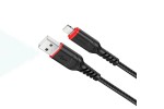 Кабель USB - Lightning HOCO X59, 2,4A (черный) 1м (в оплетке, с усиление сгиба)