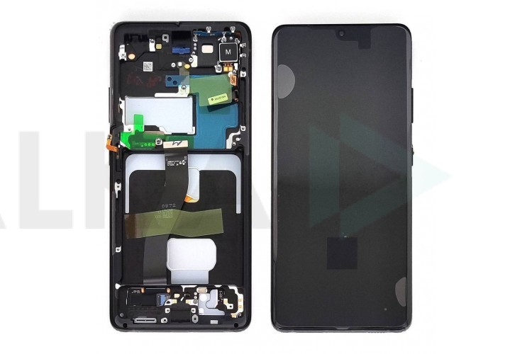 Дисплей для Samsung G998B Galaxy S21 Ultra Black в сборе с тачскрином + рамка, 100%