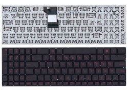 Клавиатура для ноутбука Asus N541, N501 черная, шрифт красный, с подсветкой