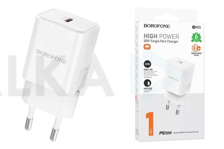 Сетевое зарядное устройство USB-C BOROFONE BN13 Safety PD30W (белый)