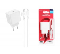 Сетевое зарядное устройство USB-C + кабель Lightning - Type-C BOROFONE BAS13A Erudite PD20W (белый)