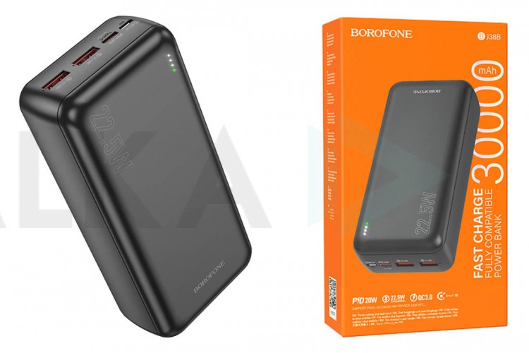 Универсальный дополнительный аккумулятор Power Bank BOROFONE BJ38B 22.5W+ PD20W (30000 mAh) (черный)