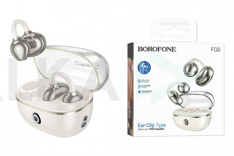 Наушники вакуумные беспроводные BOROFONE FQ5 Spirit clip-on true wireless BT headset (молочно-белый)