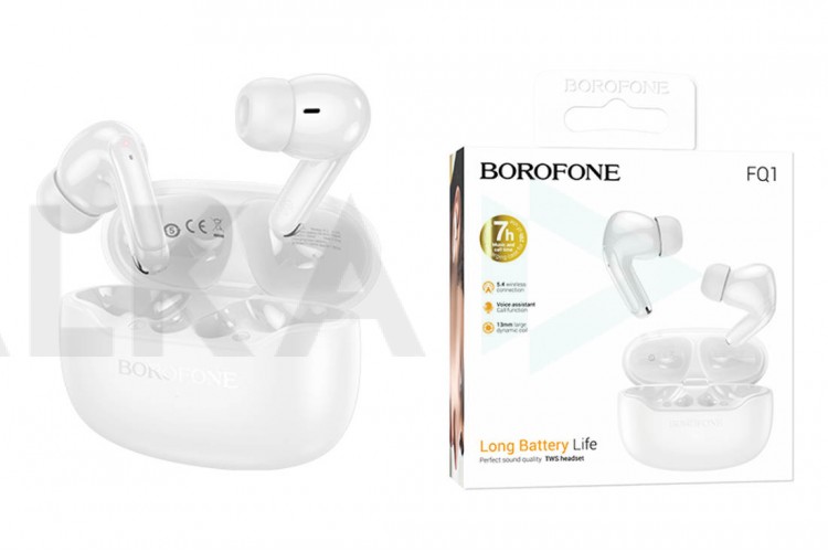Наушники вакуумные беспроводные BOROFONE FQ1 Shine wireless BT headset (белый)