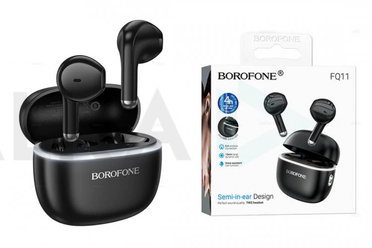 Наушники вакуумные беспроводные BOROFONE FQ11 Sound true wireless BT headset (черный)
