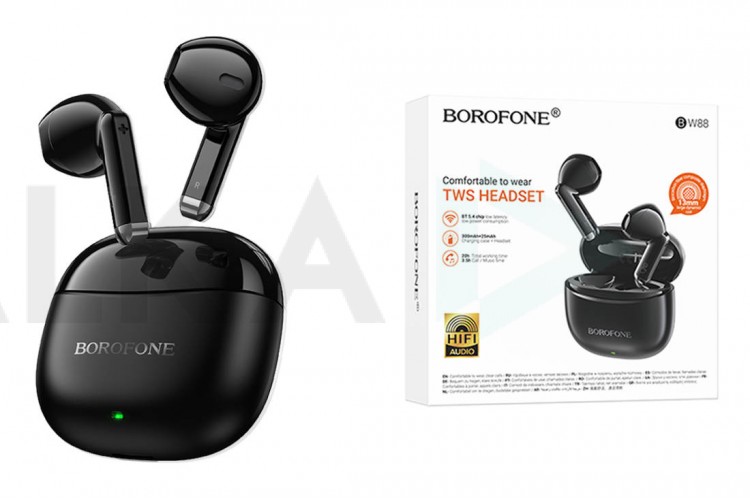 Наушники вакуумные беспроводные BOROFONE BW88 Deep rhyme true wireless BT headset (черный)