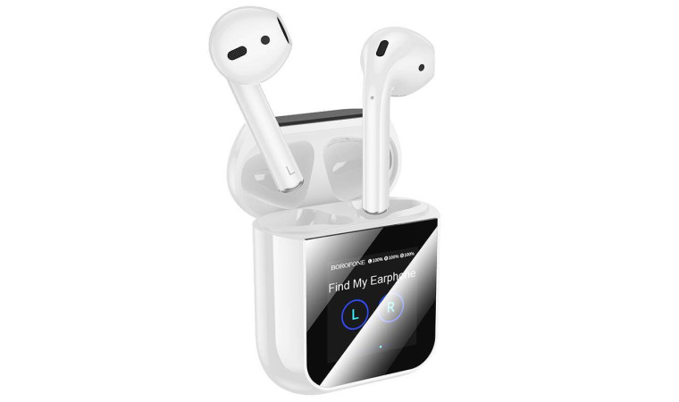 Наушники вакуумные беспроводные BOROFONE BW86 Brocade true wireless BT headset with touch screen (белый) с дисплеем