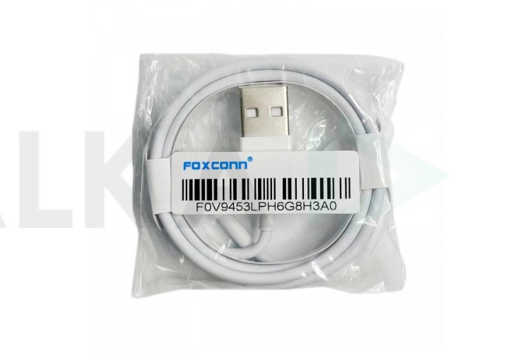 Кабель USB - Lightning Foxconn (без упаковки) вариант 1 круг, (белый) 1м