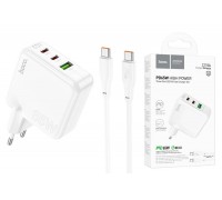 Сетевое зарядное устройство USB + 2USB-C + кабель Type-C HOCO C115A PD65W+ QC 3.0 (белый)