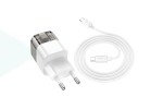 Сетевое зарядное устройство USB-C + кабель Type-C HOCO C131A PD30W + QC3.0 (черный прозрачный )