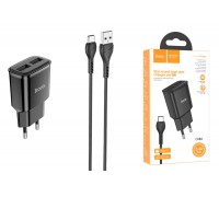 Сетевое зарядное устройство 2USB + кабель Type-C HOCO С88A Star (черный)