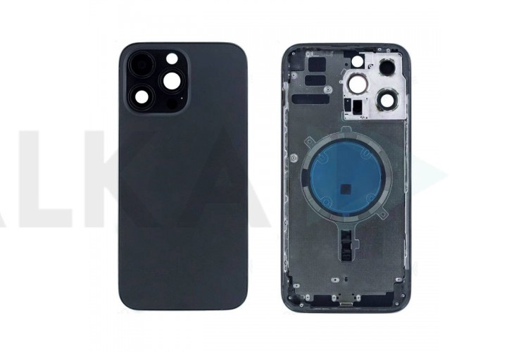 Корпус для iPhone 14 Pro Max Black (черный) (литое стекло + магнит)