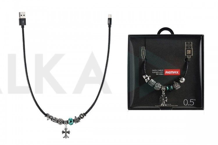 Кабель USB - MicroUSB Remax RC-058m Jewellery Бижутерия (черный) 0,5м