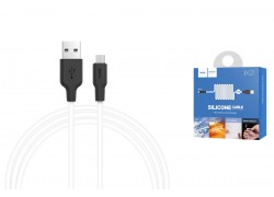 Кабель USB - MicroUSB HOCO X21 Plus 2,4A (черно-белый) 1м (силикон)