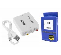 Конвертер переходник HDMI (мама) - RCA (мама) белый