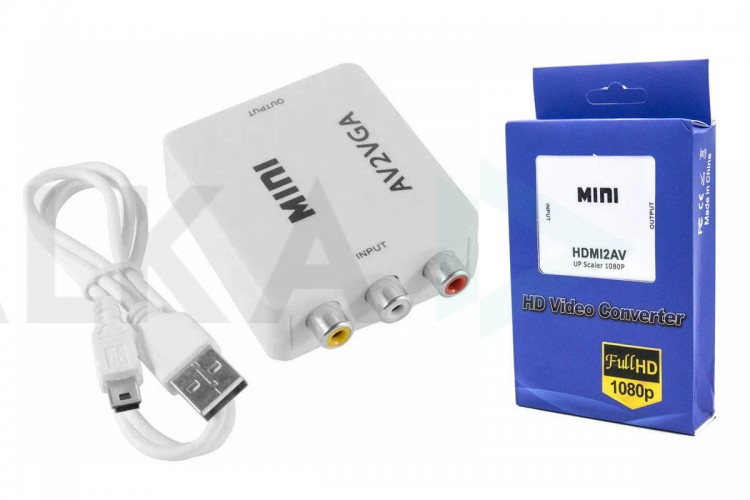 Конвертер переходник HDMI (мама) - RCA (мама) белый