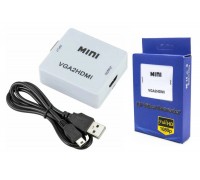 Конвертер переходник VGA (мама) - HDMI (мама) белый