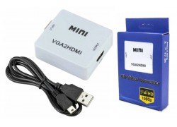 Конвертер переходник VGA (мама) - HDMI (мама) белый