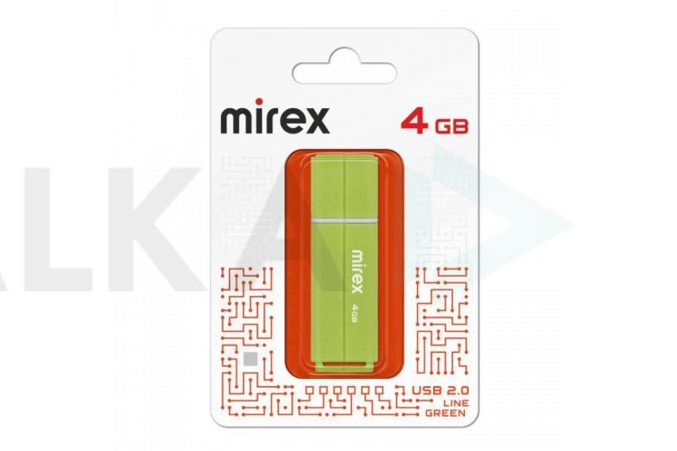 Флешка USB 2.0 Mirex LINE GREEN 4GB (ecopack)