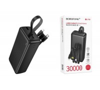 Универсальный дополнительный аккумулятор Power Bank BOROFONE BJ79B Clever with 3 cables (30000mAh) (черный)