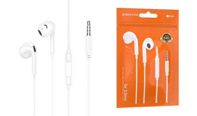 Наушники вакуумные проводные BOROFONE BM96 Brilliant (белый) Наушники вакуумные проводные BOROFONE BM96 Brilliant (белый)