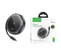 Беспроводное зарядное устройство CQ18 Flash (magnetic+iWatch) with retractable cable (серый металл)