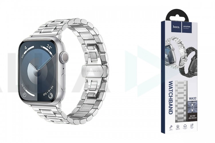Ремешок для Apple Watch HOCO WA32 Grand series five-bead steel strap(42/44/45/49 мм) серебристый
